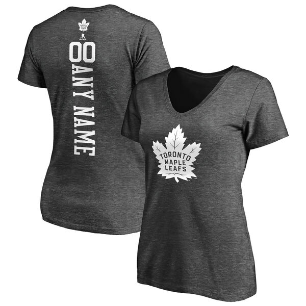 ファナティクス レディース Tシャツ トップス Toronto Maple Leafs Fanatics Branded Women's Personalized One Color VNeck TShirt Heathered Charcoal