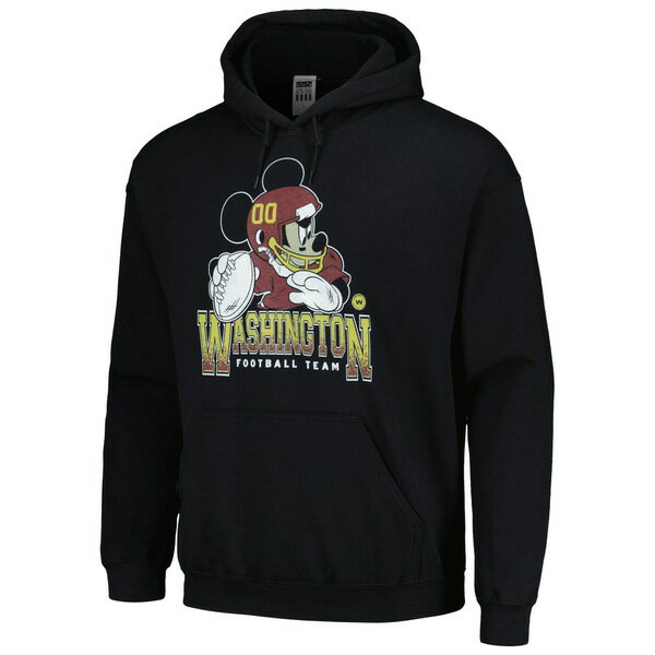 ジャンクフード メンズ パーカー・スウェットシャツ アウター Washington Football Team Junk Food Disney Mickey Quarterback Pullover Hoodie Black