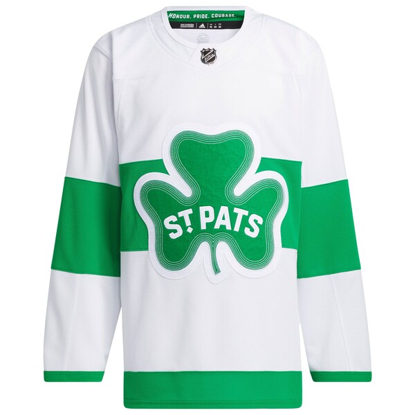 アディダス メンズ ユニフォーム トップス Toronto Maple Leafs adidas St. Patricks Alternate Primegreen Authentic Jersey White
