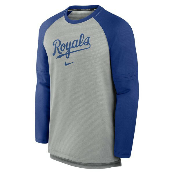 楽天astyナイキ メンズ Tシャツ トップス Kansas City Royals Nike Authentic Collection Game Time Raglan Performance Long Sleeve TShirt Heather Gray/Royal