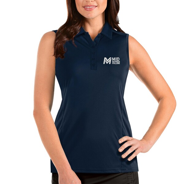 ƥ ǥ ݥ ȥåץ Mid Michigan College Antigua Women's Sleeveless Tribute Polo Navy