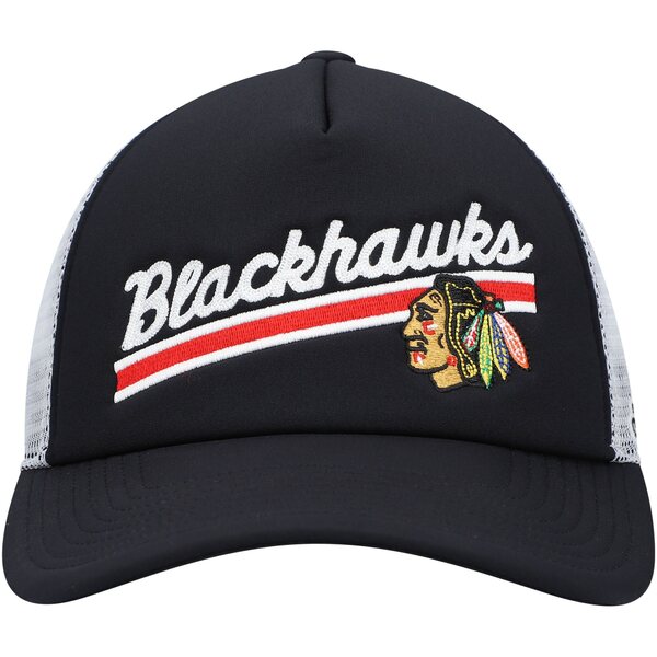 AfB_X fB[X Xq ANZT[ Chicago Blackhawks adidas Women's Foam Trucker Snapback Hat Black/White