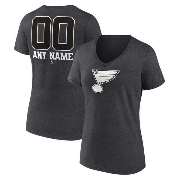 եʥƥ ǥ T ȥåץ St. Louis Blues Fanatics Branded Women's Monochrome Personalized Name &Number VNeck TShirt Charcoal