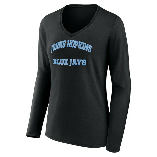 t@ieBNX fB[X TVc gbvX Johns Hopkins Blue Jays Fanatics Branded Women's Campus Long Sleeve VNeck TShirt Black