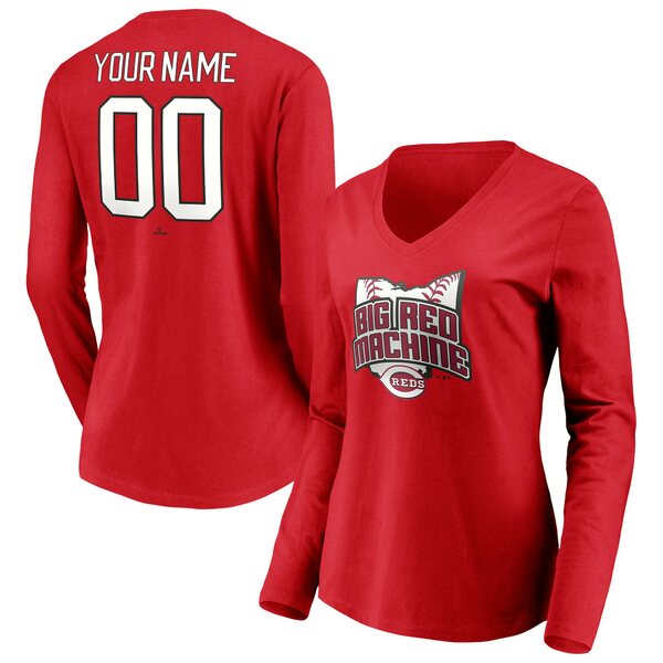 ファナティクス レディース Tシャツ トップス Cincinnati Reds Fanatics Branded Women's Personalized Hometown Legend Long Sleeve VNeck TShirt Red