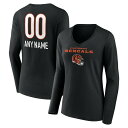 t@ieBNX fB[X TVc gbvX Cincinnati Bengals Fanatics Branded Women's Personalized Name & Number Team Wordmark Long Sleeve VNeck TShirt Black