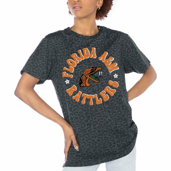 Q[fC fB[X TVc gbvX Florida A&M Rattlers Gameday Couture Women's Victory Lap Leopard Standard Fit TShirt Charcoal