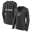 ファナティクス レディース Tシャツ トップス Columbus Blue Jackets Fanatics Branded Women's Monochrome Personalized Name & Number Long Sleeve VNeck TShirt Charcoal