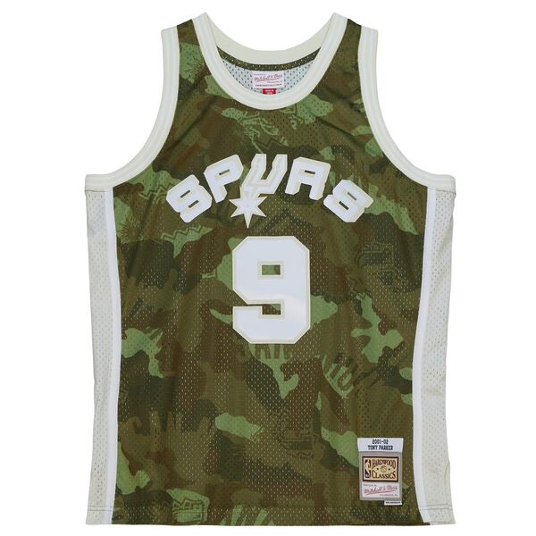 ミッチェル&ネス メンズ ユニフォーム トップス Tony Parker San Antonio Spurs Mitchell & Ness Hardwood Classics 2000/01 Ghost Green Swingman Jersey Camo