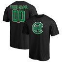 ファナティクス メンズ Tシャツ トップス Chicago Cubs Fanatics Branded Emerald Plaid Personalized Name & Number TShirt Black