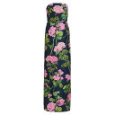 オスカー デ ラ レンタ レディース ワンピース トップス Strapless Geranium-Print Column Gown pink navy