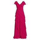 テリージョン レディース ワンピース トップス Diagonally-Layered Georgette Gown fuchsia