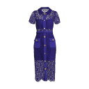 セルフ・ポートレイト レディース ワンピース トップス Belted Lace Midi-Dress blue