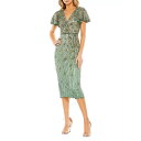 マックダガル レディース ワンピース トップス Cocktail Beaded Faux Wrap Midi-Dress sage