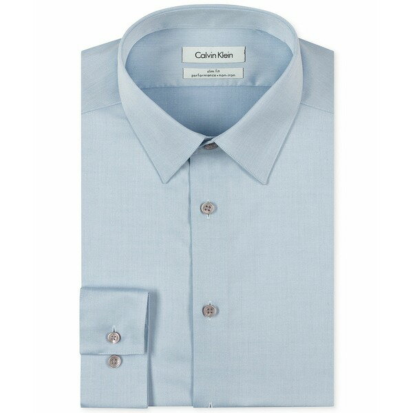 カルバン・クライン カルバンクライン メンズ シャツ トップス Men's Slim-Fit Non-Iron Herringbone Dress Shirt Blue