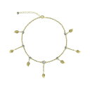 [i Tbg fB[X uXbgEoOEANbg ANZT[ BODIFINE Cubic Zirconia Leaves 10K Gold-Tone Sterling Silver-Tone Anklet Gold