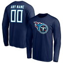 ファナティクス メンズ Tシャツ トップス Tennessee Titans Fanatics Branded Team Authentic Personalized Name & Number Long Sleeve TShirt Navy