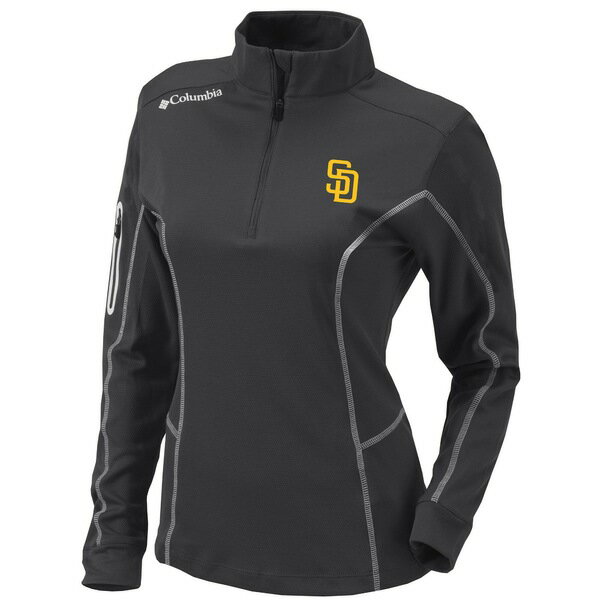 ӥ ǥ 㥱åȡ֥륾  San Diego Padres Columbia Women's OmniWick Shotgun QuarterZip Pullover Top Charcoal