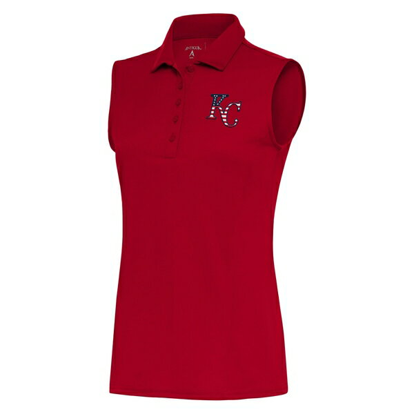 ƥ ǥ ݥ ȥåץ Kansas City Royals Antigua Women's Patriotic Sleeveless Tribute Polo Red