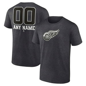 եʥƥ  T ȥåץ Detroit Red Wings Fanatics Branded Monochrome Personalized Name & Number TShirt Charcoal