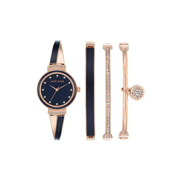 アンクライン メンズ 腕時計 アクセサリー Women's Crystal Accent Bracelet Watch Set, 26 x 33.5mm Rose Gold/ Navy Blue