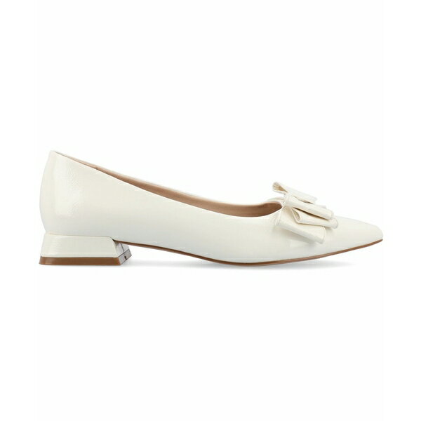 ジャーニーコレクション レディース スリッポン・ローファー シューズ Women's Ophelia Slip On Pointed Toe Flats Patent, White