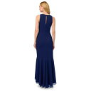 楽天astyアドリアナ パペル レディース ワンピース トップス Women's Sleeveless Ruffled High-Low Gown Navy Sateen