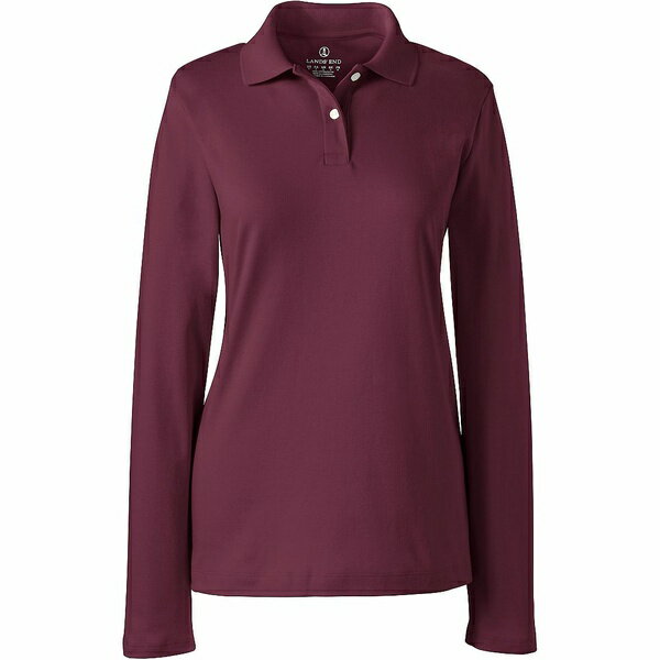 ランズエンド レディース シャツ トップス Women 039 s School Uniform Long Sleeve Feminine Fit Interlock Polo Shirt Burgundy