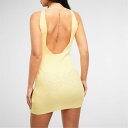 【送料無料】 ミスガイデッド レディース ワンピース トップス Plunge Diamante Detail Rib Knit Mini Dress Lemon