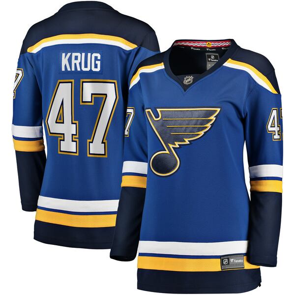 ファナティクス レディース ユニフォーム トップス Torey Krug St. Louis Blues Fanatics Branded Women's Breakaway Player Jersey Blue