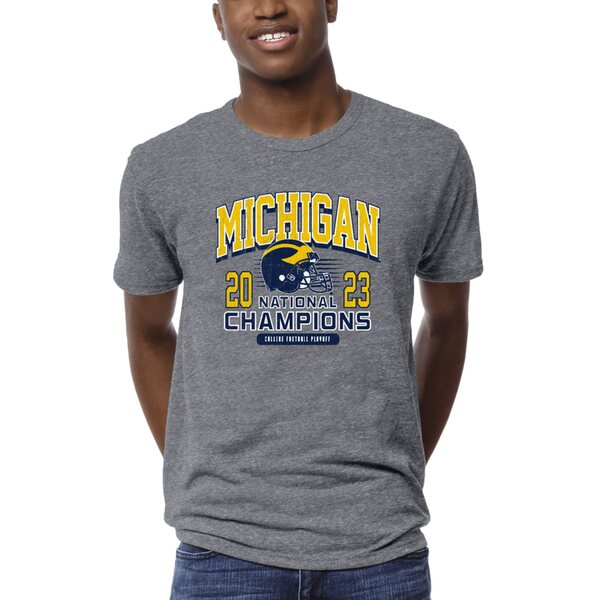 ꡼åȥ  T ȥåץ Michigan Wolverines League Collegiate Wear College Football Playoff 2023 National Champions Victory Falls TriBlend TShirt Heather Gray