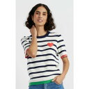 チンティアンドパーカー レディース カットソー トップス Women's Cotton Heart Breton Crochet T-Shirt Cream-navy