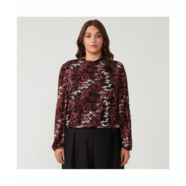 ơ ǥ åȥ ȥåץ Reflection Leaves Black Pink Wrap Long Sleeve T...