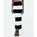 フレンチコネクション レディース スカート ボトムス Women's Striped Bodycon Knit Maxi Skirt Black/Summer White(4)