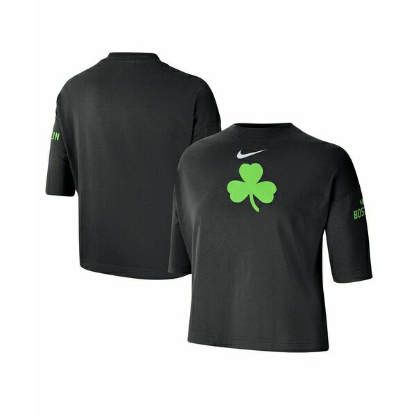 ナイキ レディース カットソー トップス Women's Black Boston Celtics 2024/25 City Edition Courtside Boxy T-Shirt Black