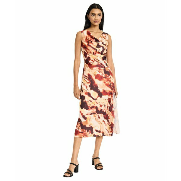 ドナモーガン レディース ワンピース トップス Women's Sleeveless Cowlneck Midi Dress Beige, Brown