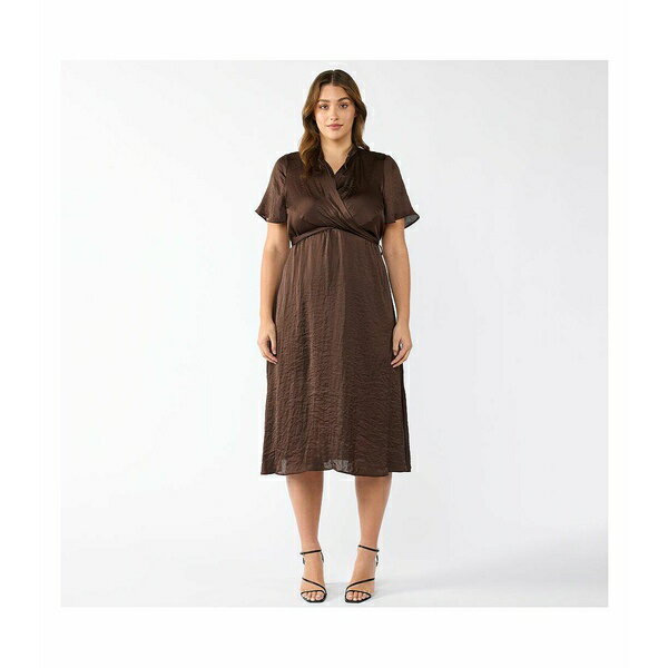 エステール レディース ワンピース トップス Mirage Oasis Satin Wrap Dress Chocolate