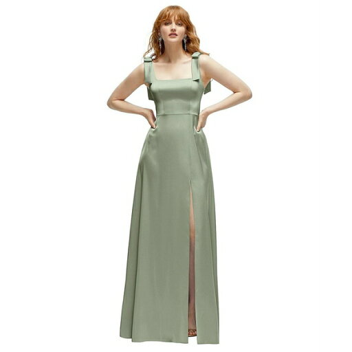アフターシックス レディース ワンピース トップス Plus Size Square Neck Fluid Satin Maxi Dress with Bow Straps Sage アフターシックス レディース ワンピース トップス Plus Size Square Neck Fluid Satin Maxi Dress with Bow Straps Sage