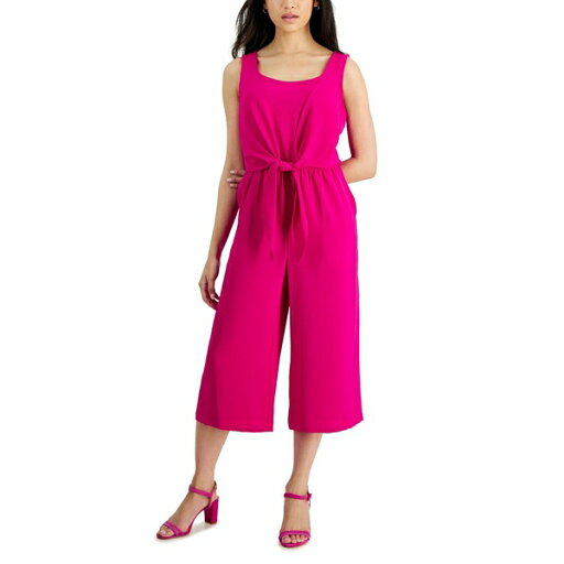 コネクテッド レディース ワンピース トップス Petite Tie-Front Wide-Leg Jumpsuit Brt.fuschi コネクテッド レディース ワンピース トップス Petite Tie-Front Wide-Leg Jumpsuit Brt.fuschi