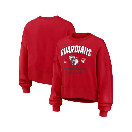 ナイキ レディース カットソー トップス Women's Red Cleveland Guardians Oversized Long Sleeve Cropped Pullover Sweatshirt Red ナイキ レディース カットソー トップス Women's Red Cleveland Guardians Oversized Long Sleeve Cropped Pullover Sweatshirt Red