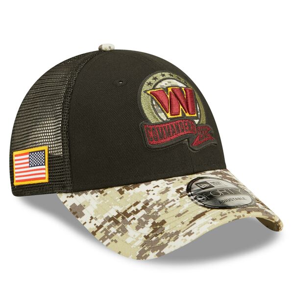 ニューエラ メンズ 帽子 アクセサリー Washington Commanders New Era 2022 Salute To Service 9FORTY Snapback Trucker Hat Black/Camo