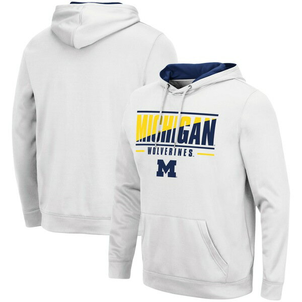 コロシアム メンズ パーカー・スウェットシャツ アウター Michigan Wolverines Colosseum Slash Stack 2.0 Pullover Hoodie White