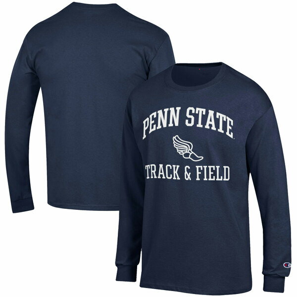 チャンピオン メンズ Tシャツ トップス Penn State Nittany Lions Champion Track Field Icon Long Sleeve TShirt Navy