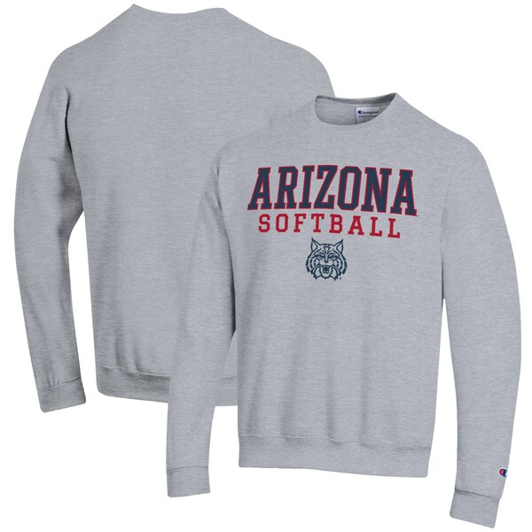 チャンピオン メンズ パーカー スウェットシャツ アウター Arizona Wildcats Champion Softball Stack Pullover Crewneck Sweatshirt Gray