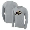 ナイキ メンズ Tシャツ トップス Colorado Buffaloes Nike Legend Wordmark Performance Long Sleeve TShirt Heather Gray