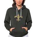 アンティグア レディース パーカー スウェットシャツ アウター New Orleans Saints Antigua Women 039 s Victory Logo Pullover Hoodie Charcoal