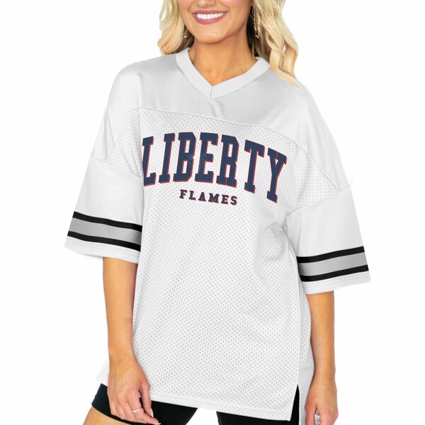 ゲームデイ レディース Tシャツ トップス Liberty Flames Gameday Couture Women's Option Play Oversized Mesh Fashion Jersey White