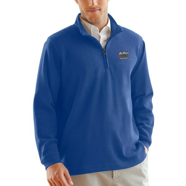 ビンテージアパレル メンズ ジャケット＆ブルゾン アウター DePaul Blue Demons FlatBack Rib 1/4Zip Pullover Sweater Royal