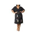 キヨナ レディース ワンピース トップス Plus Size Lillian Embroidered Mesh Midi Cocktail Dress Onyx
