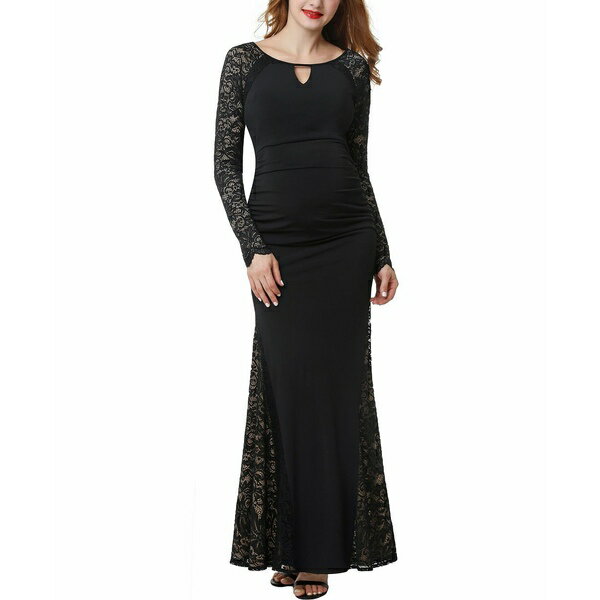 キミ アンド カイ レディース ワンピース トップス Maternity Lace Trim Mermaid Maxi Dress Black